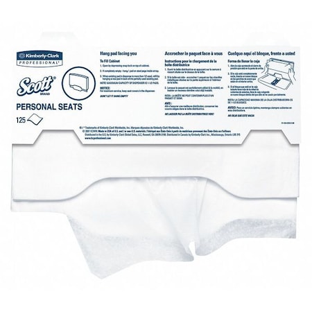 Scott Toilet Seat Cover, White, 3000 Sheets 07410