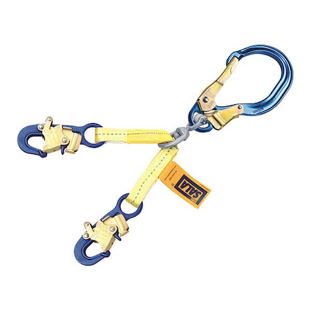 3M Dbi-Sala None Rebar Positioning Lanyard, 22 in Length, Snap Hook, Aluminum, 2 Leg(s), 310 lb Weight Capacity 1231520