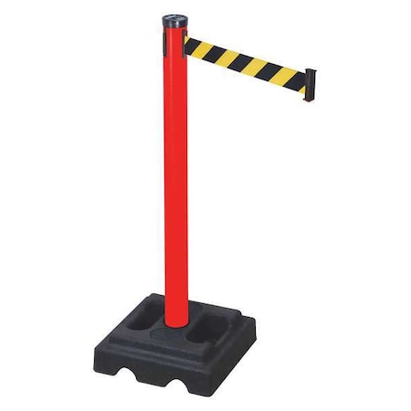Retracta-Belt Barrier Post with Belt, Red, 10 ft Length, 40 in Post Height, Red 302PRD-BYD