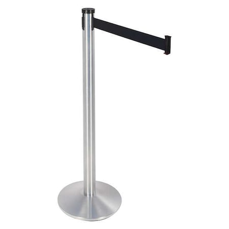 Retracta-Belt Barrier Post with Belt, Satin Chrome, 10 ft Length, 40 in Post Height, Satin Chrome 300SC-BK