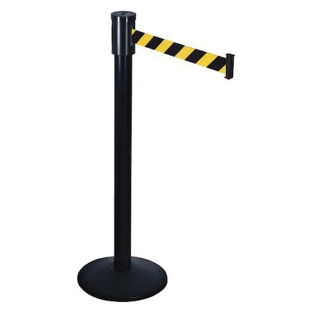 Retracta-Belt Barrier Post with Belt, Black, 15 ft Length, 40 in Post Height, No Legend, Black 321BA-BYD