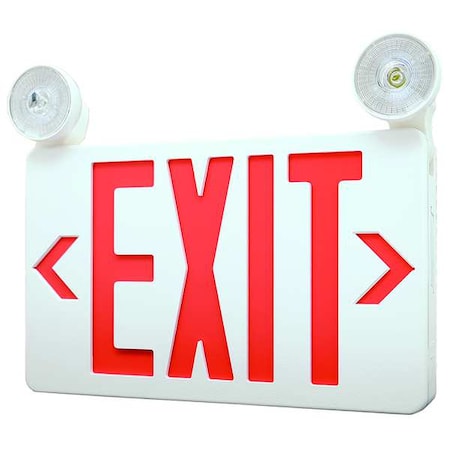 Zoro Select Exit Sign w/ Emergency Lights, 1 or 2 Face(s), Universal Mount, LED, Nickel Cad (Formerly LumaPro) 40CP86