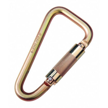 3M Dbi-Sala Carabiner, Auto-Lock, Pear, 7 in Length, 1-3/16'' Gate Opening, Zinc Plated steel, Gold 2000113