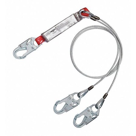 3M Dbi-Sala PRO(TM) Pack Shock Absorbing Lanyard, 6 ft. Length, Snap Hook, 2 Leg(s), 310 lb. Weight Capacity 1340451