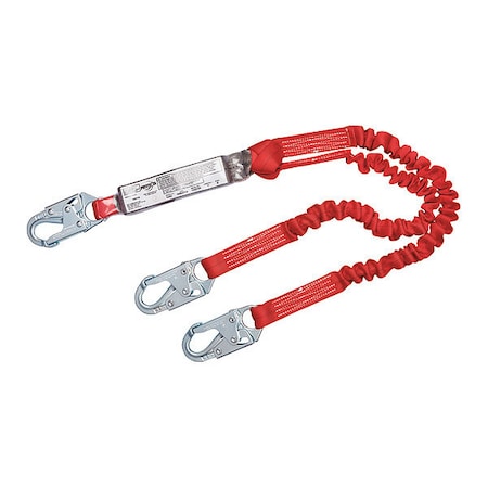 3M Protecta PRO(TM) Pack Shock Absorbing Lanyard, 6 ft. Length, Snap Hook, Steel, 2 Leg(s) 1342101