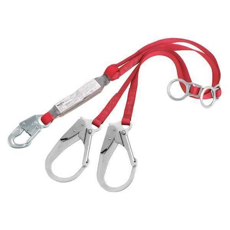 3M Dbi-Sala PRO(TM) Pack Shock Absorbing Lanyard, 6 ft Length, Snap Hook, 2 Leg(s) 1342201