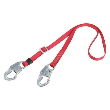 3M Protecta PRO(TM) Adjustable Positioning Lanyard, 6 ft. Length, Snap Hook, Steel, 1 Leg(s) 1385301