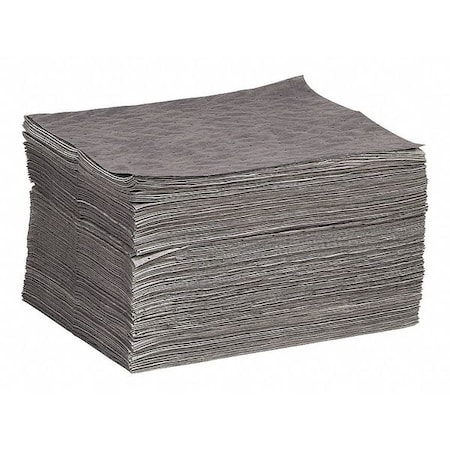 Spilltech Sorbent Pad, 17 gal, 15 in x 19 in, Universal, Gray, 100 PK GPD100M