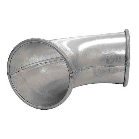 Nordfab Round 90 Degree Elbow, 4 in Duct Dia, Galvanized Steel, 24 ga GA, 10" L 8010000953