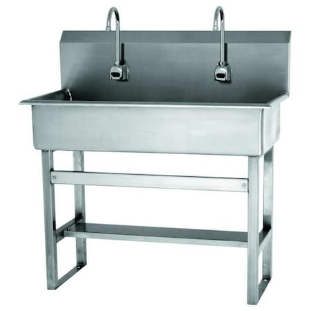 Sani-Lav Floor Mount, 2 Hole, Sensor, Silver, Wash Station 54FAL