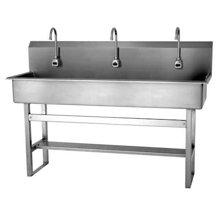 Sani-Lav Floor Mount, 3 Hole, Sensor, Silver, Wash Station 56FBL