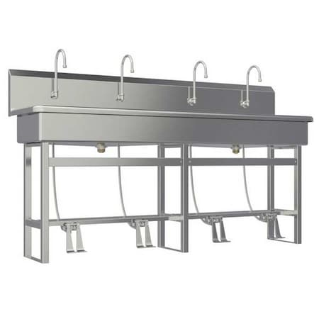 Sani-Lav Floor Mount, 4 Hole, Dual Foot Pedal, Silver, Wash Station 58FSL