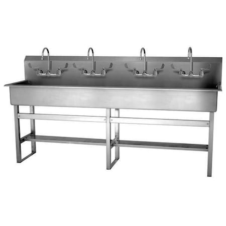 Sani-Lav Floor Mount, 8 Hole, Dual Manual Handle, Silver, Wash Station 58FFL