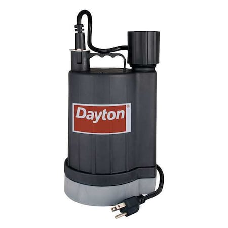 Dayton Sensor Utility Pump, 1/4HP, 120V, 50ft.Cord 40GT80