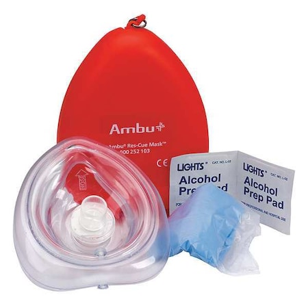 First Aid Only CPR Mask, 6 Components, 4-1/4 in. L M573-AMBU