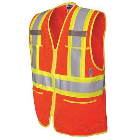 Viking Hi-Vis Vest, Orange, Polyester Mesh, 3XL U6112O-3XL