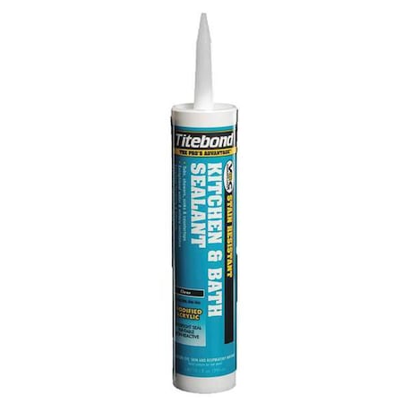 Titebond Kitchen and Bath Sealant, 10 oz, Cartridge, Clear, Acrylic Latex Base 1711
