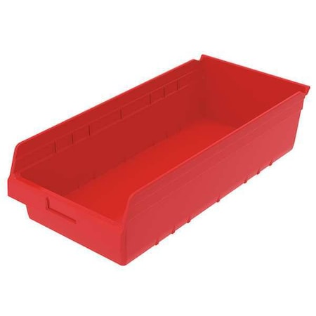 Akro-Mils Shelf Storage Bin, Plastic, Red, 6 in H, 11 1/8 in W, 23 5/8 in L 30014RED
