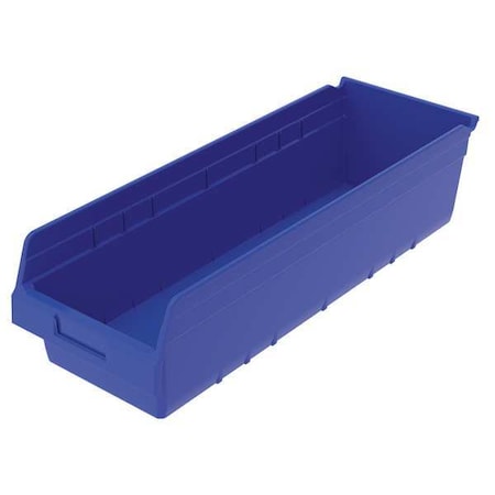 Akro-Mils Shelf Storage Bin,  Blue,  Plastic,  23 5/8 in L x 8 3/8 in W x 6 in H,  35 lb Load Capacity 30084BLUE