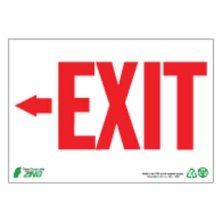 Zing Exit Sign, Plastic, 10" W, 7" H, Exit (Arrow Left), White 1082G