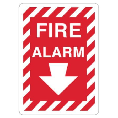 Zing Sign, Fire Alarm, Down Arrow, 14X10", Glow 2891G