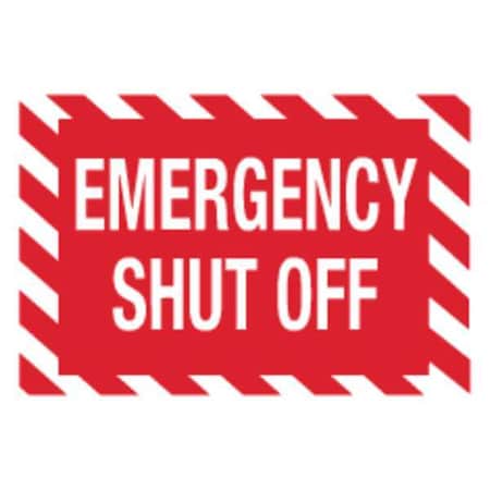 Zing Sign, Emergency Shut Off, 7X10", Adhesive, 1897S 1897S