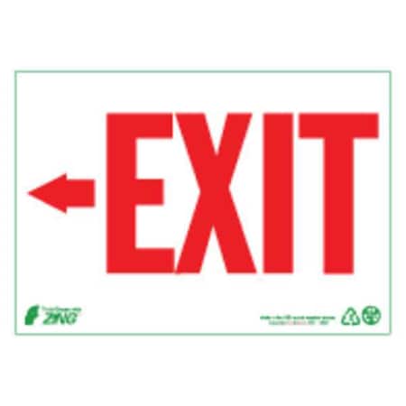 Zing Exit Sign, Plastic, 14" W, 10" H, Exit (Arrow Left), White 2082G