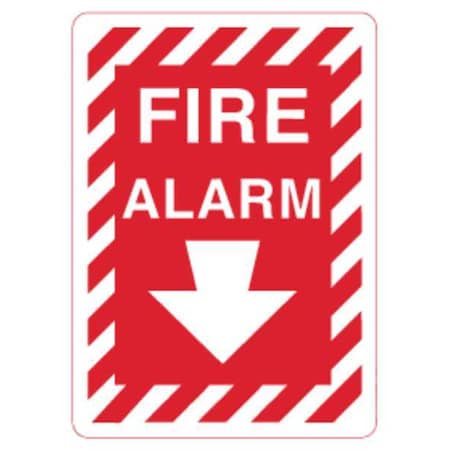Zing Sign, Fire Alarm, Down Arrow, 10X7", Glow 1891G