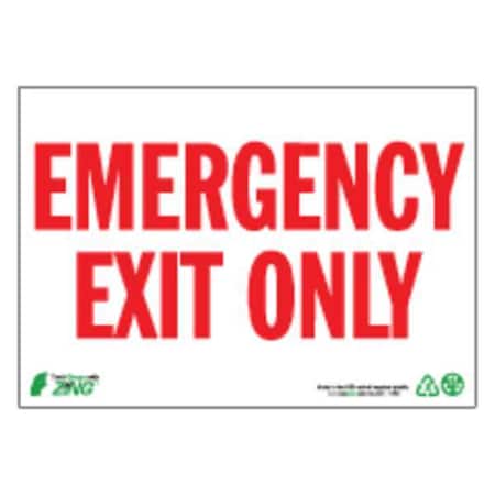 Zing Exit Sign, Plastic, 10" W, 7" H, Emergency Exit, White 1084G