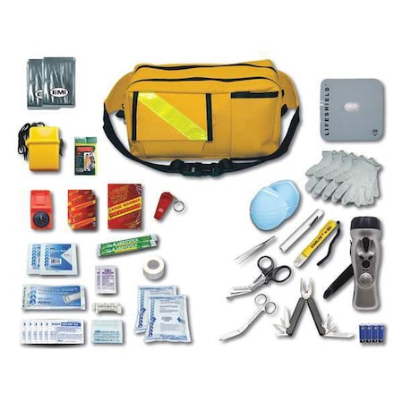 Emi Survival Kit, Nylon, 10 in L, 5 in W, Yellow 480
