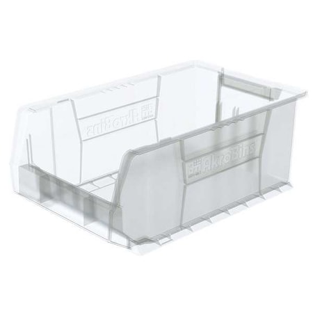 Akro-Mils Storage Bin, Plastic, Clear, 8 in H, 12 3/8 in W, 20 in L 30281SCLAR