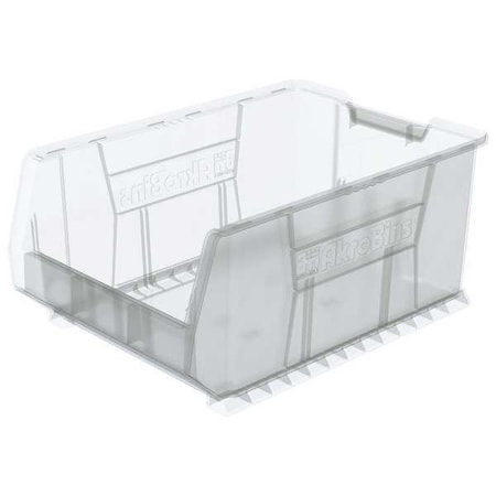 Akro-Mils Storage Bin, Plastic, Clear, 11 in H, 16 1/2 in W, 23 7/8 in L 30288SCLAR