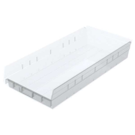 Akro-Mils Shelf Storage Bin, Plastic, Clear, 4 in H, 11 1/8 in W, 23 5/8 in L 30174SCLAR