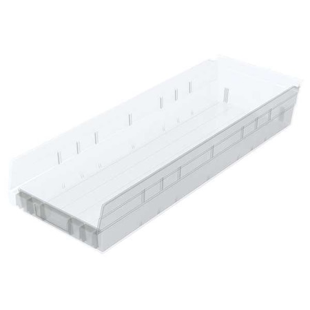 Akro-Mils Shelf Storage Bin, Plastic, Clear, 4 in H, 8 7/8 in W, 23 5/8 in L 30184SCLAR
