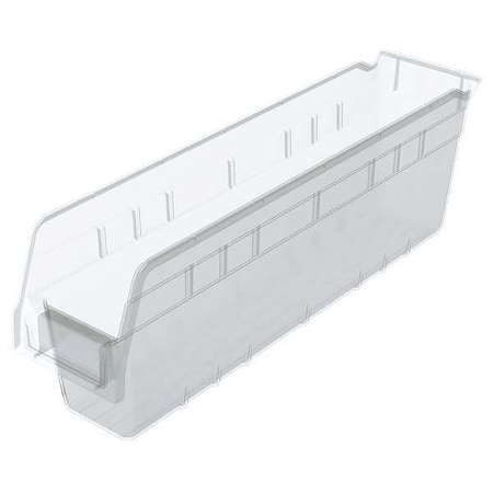 Akro-Mils Shelf Storage Bin, Plastic, Clear, 6 in H, 4 1/8 in W, 17 7/8 in L 30048SCLAR