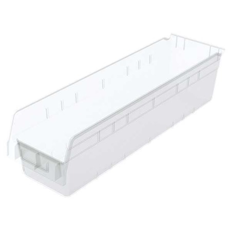 Akro-Mils Shelf Storage Bin, Plastic, Clear, 6 in H, 6 5/8 in W, 23 5/8 in L 30094SCLAR