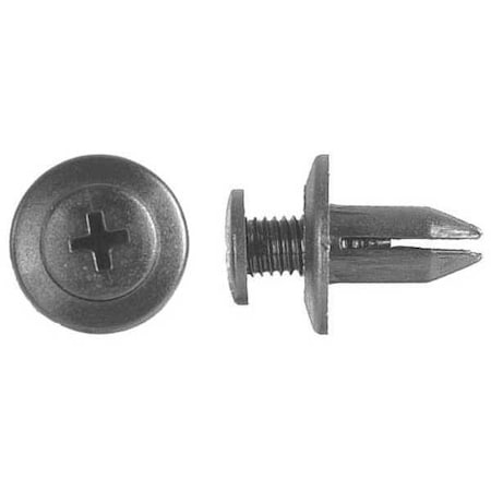 Zoro Select Push-In Rivet, Dome Head, 7 mm Dia., 12 mm L, Nylon Body, 15 PK 1603PK
