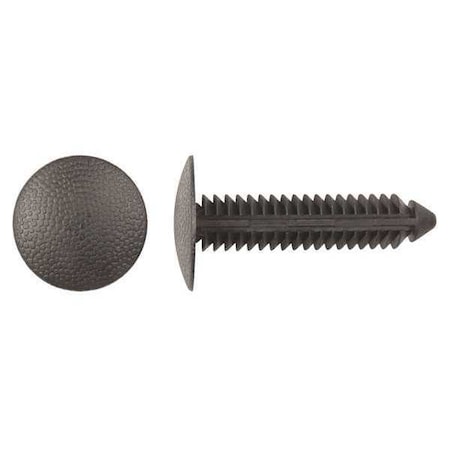 Zoro Select Push-In Rivet, Dome Head, 6 mm Dia., 33 mm L, Nylon Body, 25 PK 10568PK