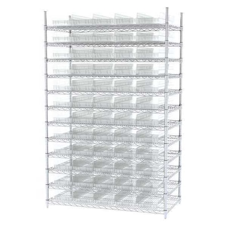 Akro-Mils Steel Bin Shelving, 24 in D x 74 in H x 48 in W, 12 Shelves, Clear AWS244830184SC
