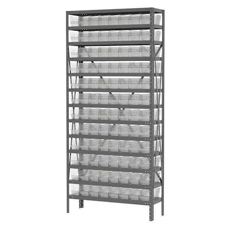 Akro-Mils Steel Bin Shelving, 12 in D x 79 in H x 36 in W, 13 Shelves, Clear AS1279120SC