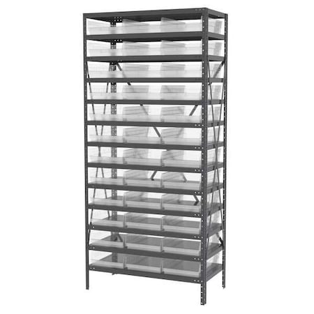 Akro-Mils Steel Bin Shelving, 18 in D x 79 in H x 36 in W, 13 Shelves, Clear AS1879178SC