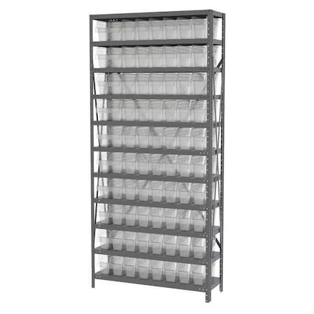 Akro-Mils Steel Bin Shelving, 12 in D x 79 in H x 36 in W, 11 Shelves, Clear AS1279040SC