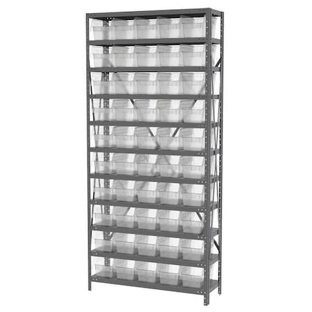 Akro-Mils Steel Bin Shelving, 18 in D x 79 in H x 36 in W, 11 Shelves, Clear AS1279090SC