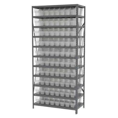 Akro-Mils Steel Bin Shelving, 18 in D x 79 in H x 36 in W, 11 Shelves, Clear AS1879048SC