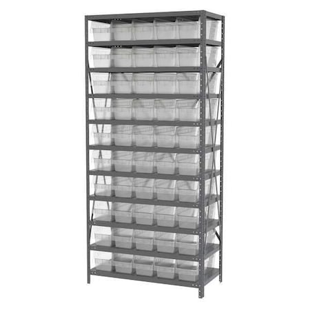 Akro-Mils Steel Bin Shelving, 18 in D x 79 in H x 36 in W, 11 Shelves, Clear AS1879098SC