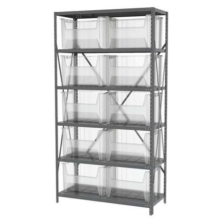 Akro-Mils Steel Bin Shelving, 18 in D x 79 in H x 36 in W, 6 Shelves, Clear AS187913017SC