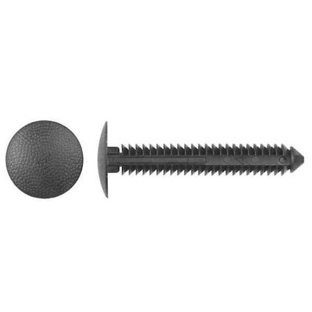 Zoro Select Push-In Rivet, Dome Head, 6.3 mm Dia., 45 mm L, Nylon Body, 25 PK 10064PK