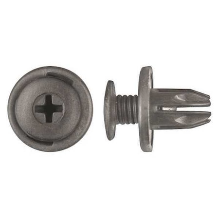 Zoro Select Push-In Rivet, Dome Head, 10 mm Dia., 15 mm L, Nylon Body, 15 PK 9202PK