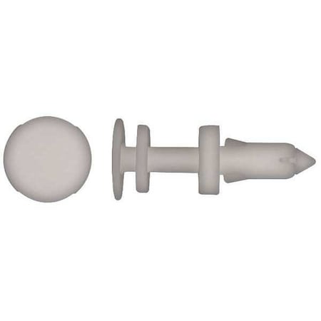 Zoro Select Push-In Rivet, Dome Head, 1/4 in Dia., 11/16 in L, Nylon Body, 50 PK 2029PK