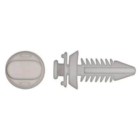 Zoro Select Push-In Rivet, Dome Head, 6.5 mm Dia., 21 mm L, Nylon Body, 50 PK 1646PK
